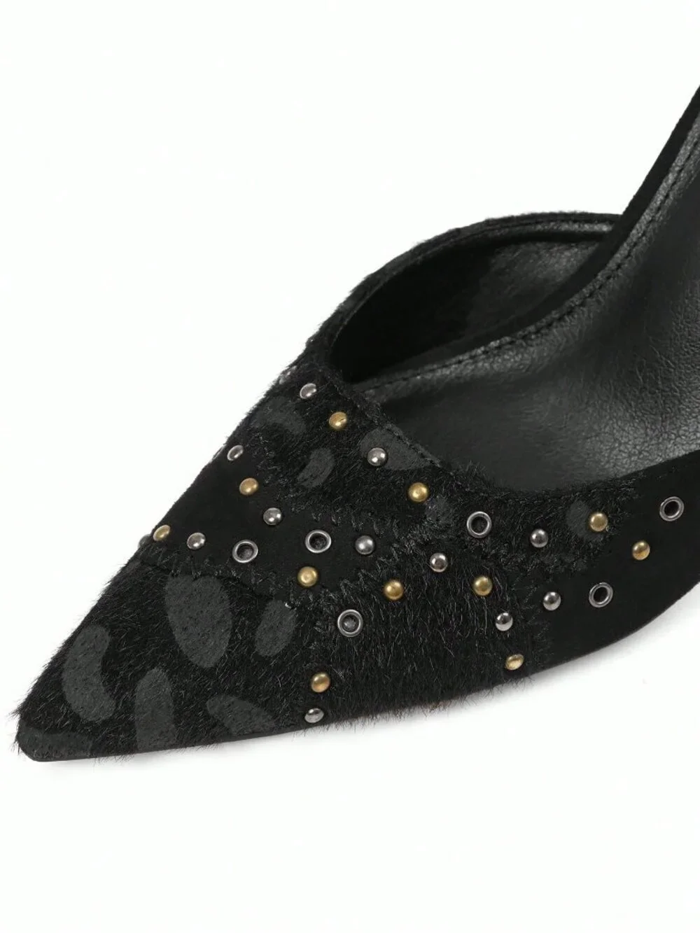 Black Sexy Women's Pointed Toe Slip-On Stiletto Heels